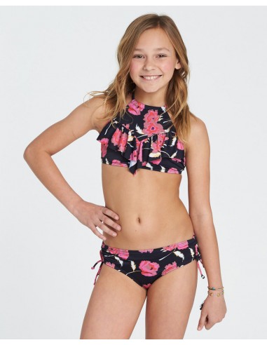 Billabong Girls Floral Dawn Hi Neck Swim Set - Black Pebble commande en ligne