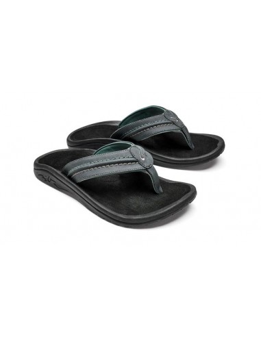 Olukai Hokua Mens Sandals - Dark Shadow Black Les magasins à Paris et en Île-de-France