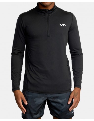 RVCA VA Sport Vent LS Top Half Zip Workout Shirt -Black pas cher chine