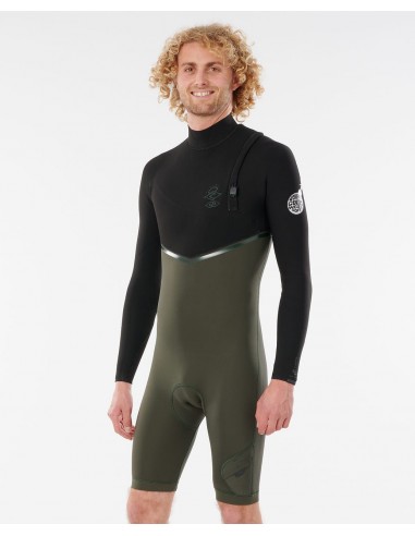 Rip Curl E Bomb Zip Free LS Mens Springsuit Wetsuit - Black Olive en ligne