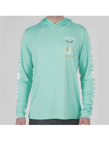 Salty Crew Tailed Hooded Tech UPF 50+ Tee LS - Seafoam la colonne vertébrale